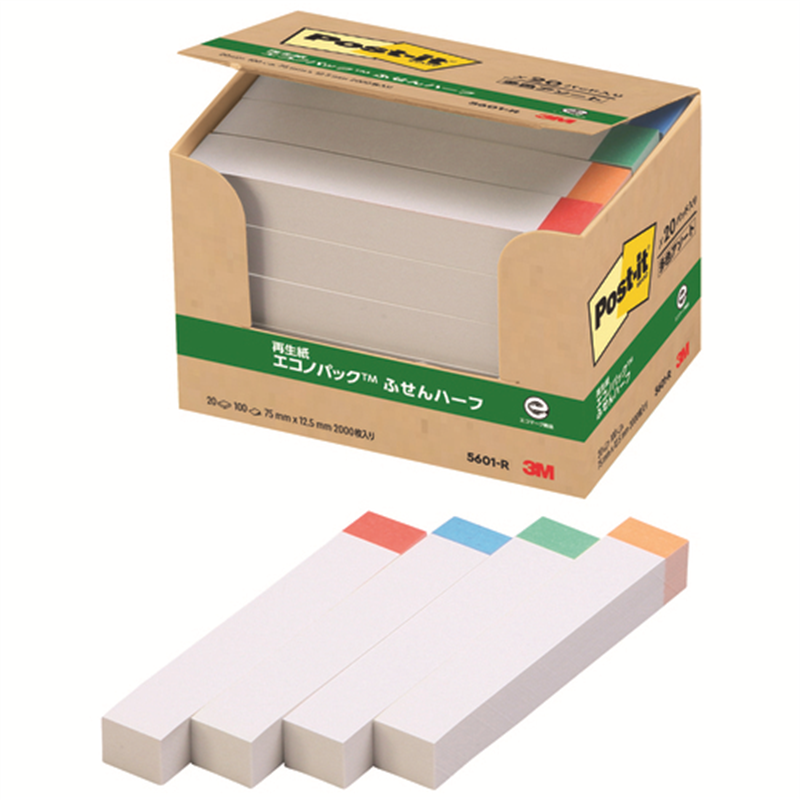 スリーエム ジャパン Post-it再生紙 75×12.5mm5601-Rレインボー 1個（ご注文単位1個）【直送品】