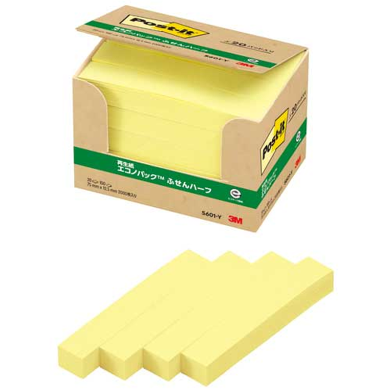 スリーエム ジャパン Post-it再生紙 75×12.5mm 5601-Y イエロー 1個（ご注文単位1個）【直送品】