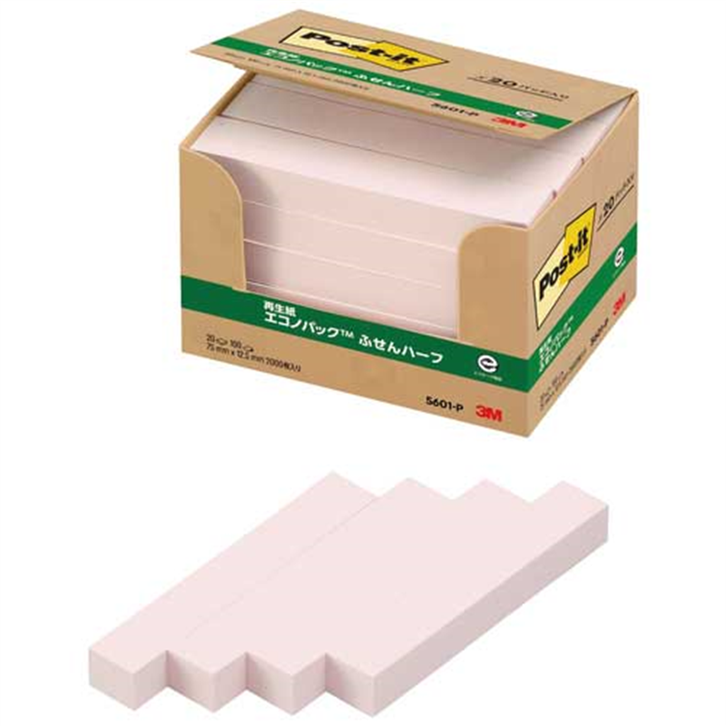スリーエム ジャパン Post-it再生紙 75×12.5mm 5601-P ピンク  1個（ご注文単位1個）【直送品】