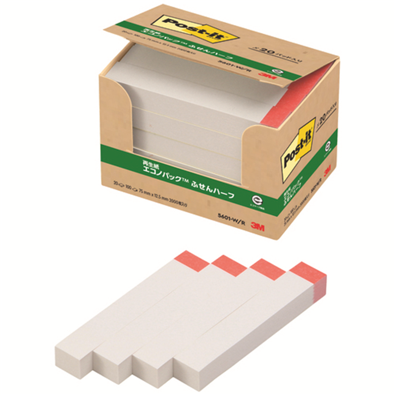 スリーエム ジャパン Post-it再生紙 75×12.5mm5601-W/R 白/赤線 1個（ご注文単位1個）【直送品】