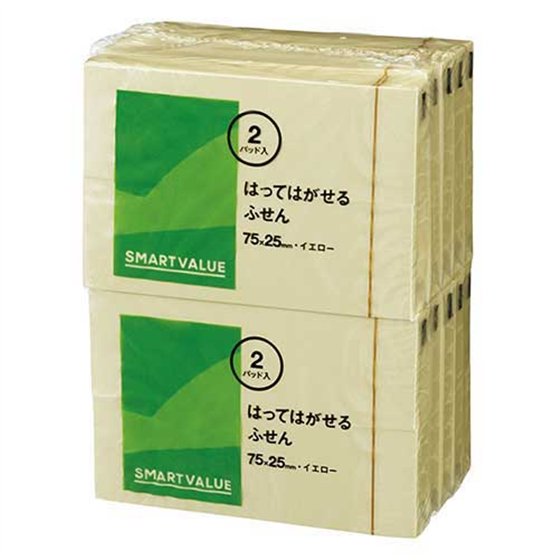 スマートバリュー ふせん 75×25mm 黄 P302J-Y-10P  1個（ご注文単位1個）【直送品】