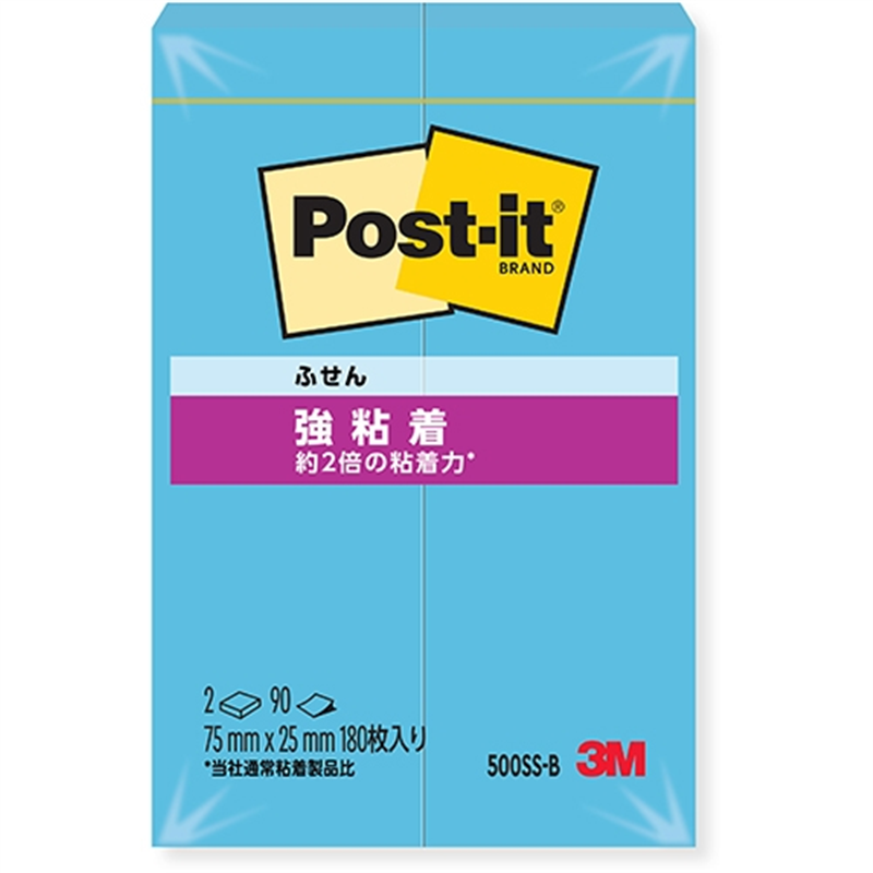 スリーエム ジャパン Post-it強粘着75×25mm 500SS-B ブルー  1個（ご注文単位1個）【直送品】