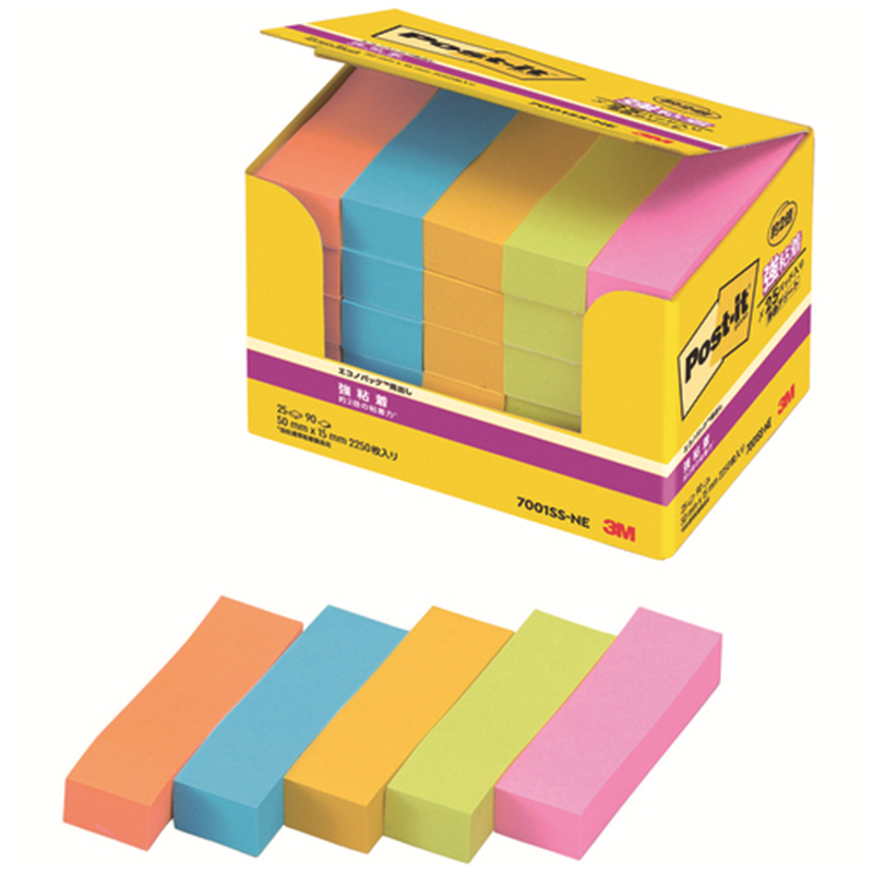 スリーエム ジャパン Post-it強粘着50×15mm 7001SS-NE 5色  1個（ご注文単位1個）【直送品】