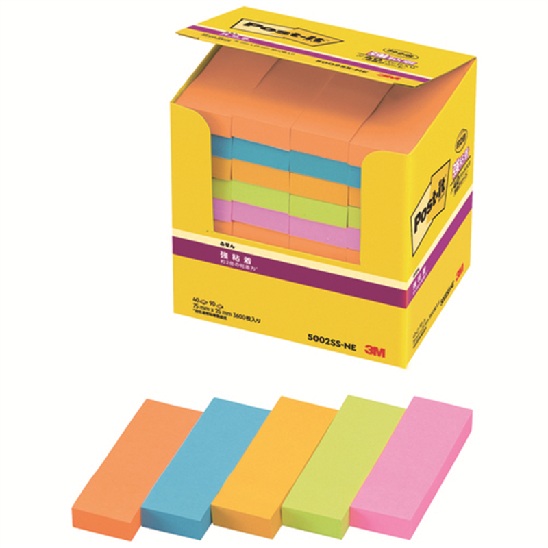 スリーエム ジャパン Post-it強粘着75×25mm 5002SS-NE 5色  1個（ご注文単位1個）【直送品】