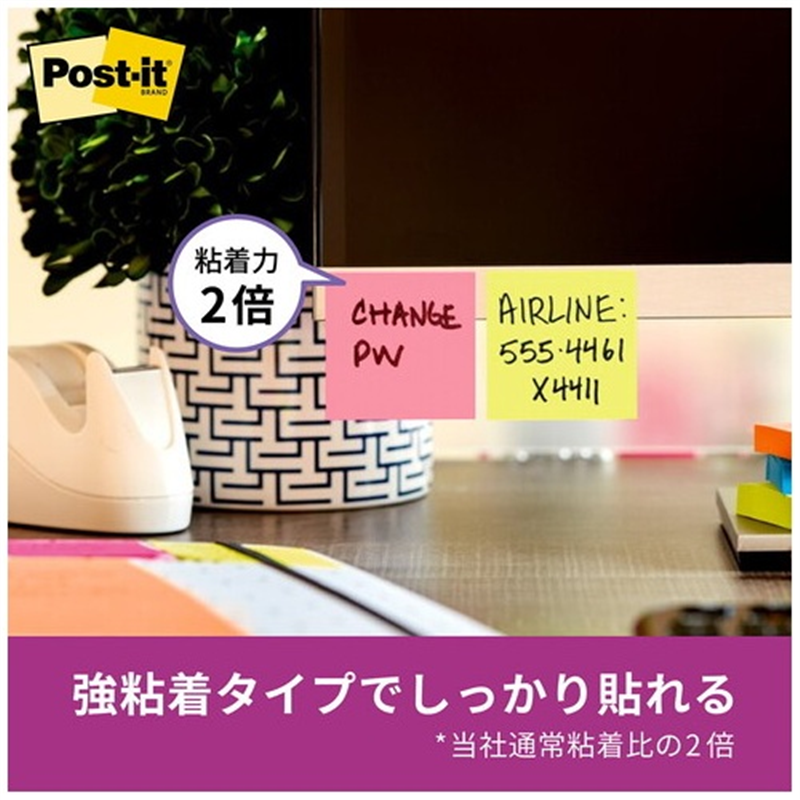 スリーエム ジャパン Post-it強粘着75×25mm 5002SS-NE 5色 1個(ご注文単位1個)【直送品】