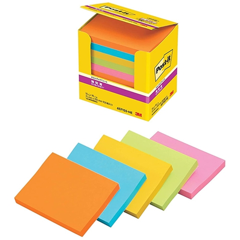 スリーエム ジャパン Post-it強粘着75×100mm 6571SS-NE 5色  1個（ご注文単位1個）【直送品】