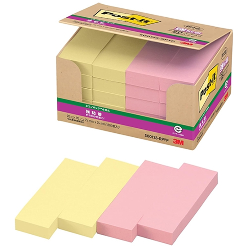 スリーエム ジャパン Post-it強粘着75×25mm 5001SS-RPYP 2色  1個（ご注文単位1個）【直送品】
