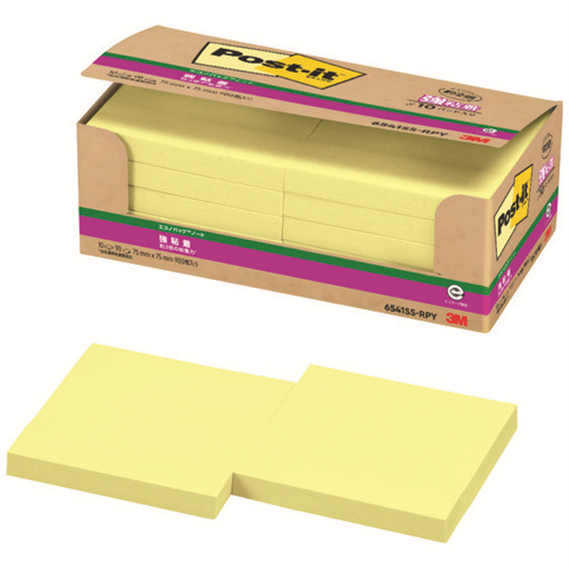 スリーエム ジャパン Post-it強粘着75×75mm 6541SS-RPYイエロー 1個（ご注文単位1個）【直送品】