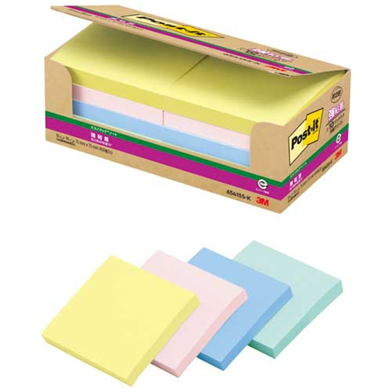 スリーエム ジャパン Post-it強粘着75×75mm 6541SS-K 4色  1個（ご注文単位1個）【直送品】