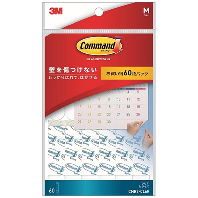 スリーエム ジャパン コマンドタブCMR3-CL60 クリアMサイズ 60枚 1個（ご注文単位1個）【直送品】