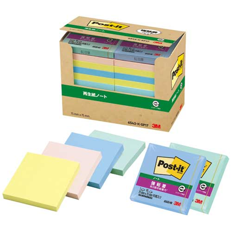 スリーエム ジャパン Post-it SPセット75×75mm 6542-K-SP17 4色 1個（ご注文単位1個）【直送品】