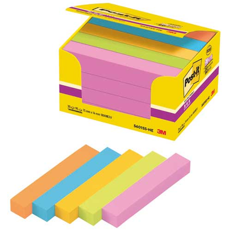 スリーエム ジャパン Post-it強粘着75×14mm 5601SS-NE 5色  1個（ご注文単位1個）【直送品】