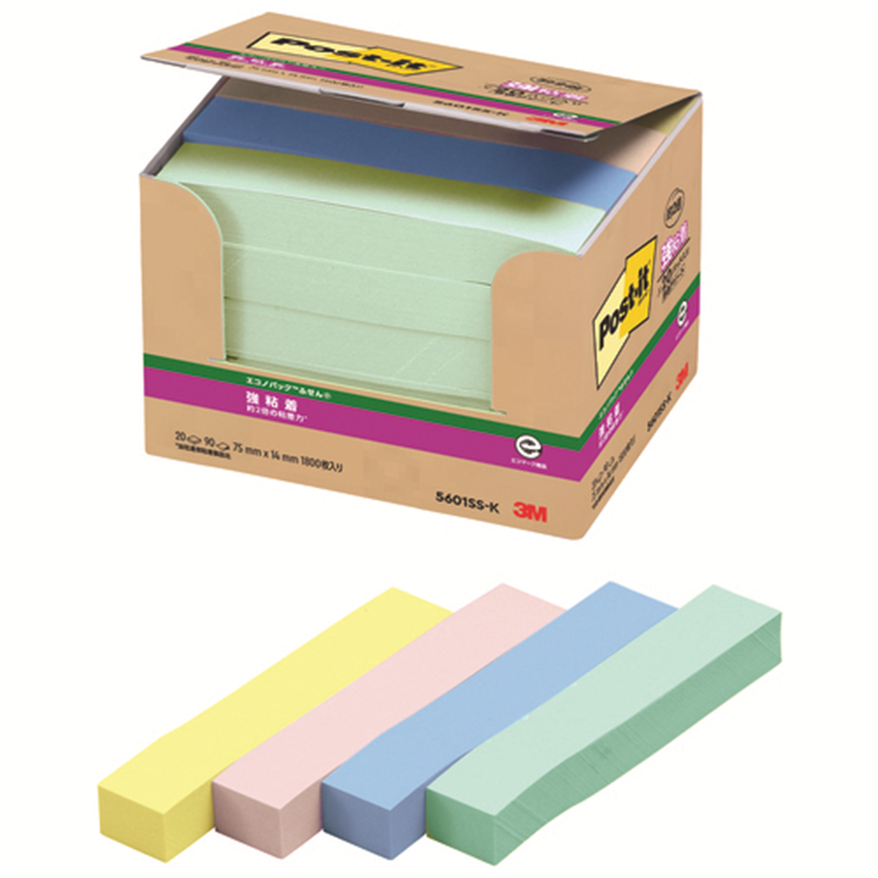 スリーエム ジャパン Post-it強粘着75×14mm 5601SS-K 4色  1個（ご注文単位1個）【直送品】