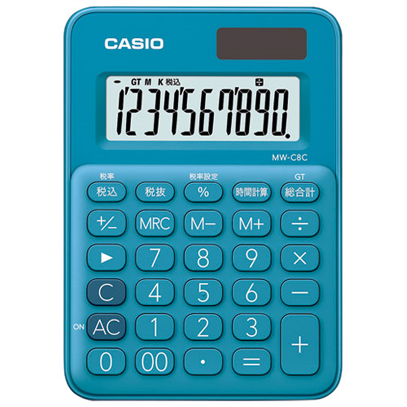 カシオ計算機 ミニ電卓10桁 MW-C8C-BU-N  1個（ご注文単位1個）【直送品】