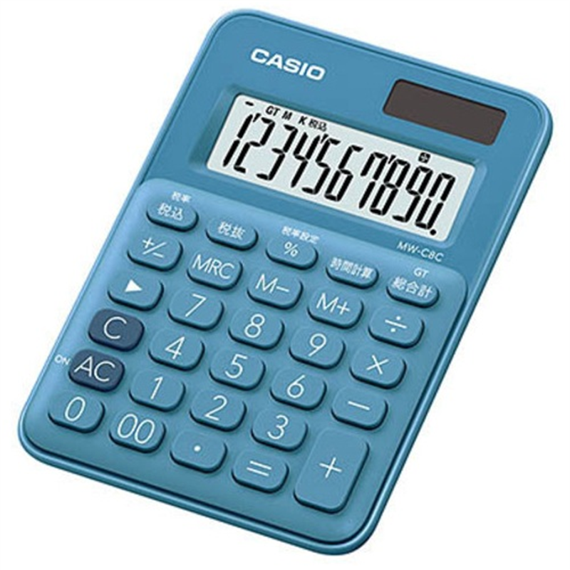 カシオ計算機 ミニ電卓10桁 MW-C8C-BU-N 1個(ご注文単位1個)【直送品】