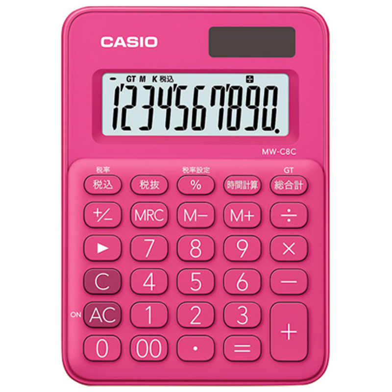 カシオ計算機 ミニ電卓10桁 MW-C8C-RD-N  1個（ご注文単位1個）【直送品】