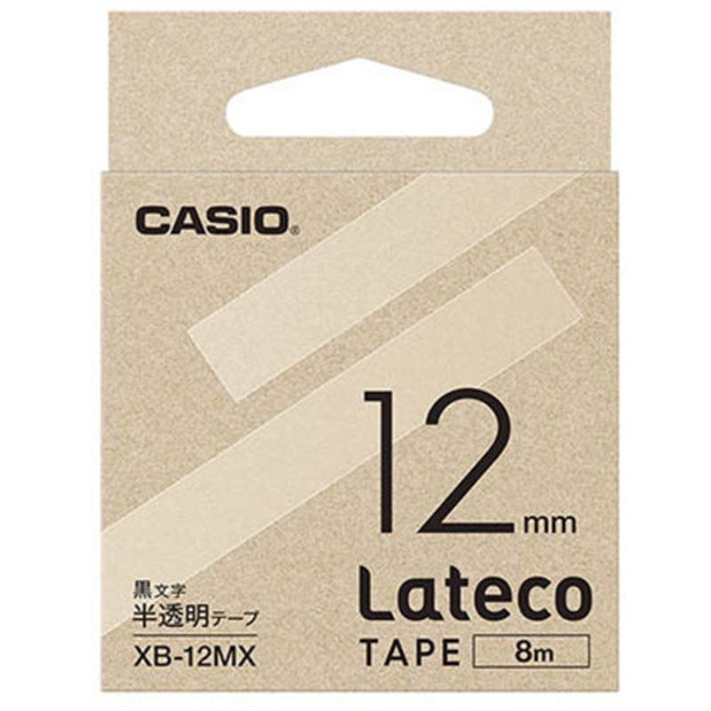 カシオ計算機 ラテコ専用テープXB-12MX 半透明に黒文字  1個（ご注文単位1個）【直送品】