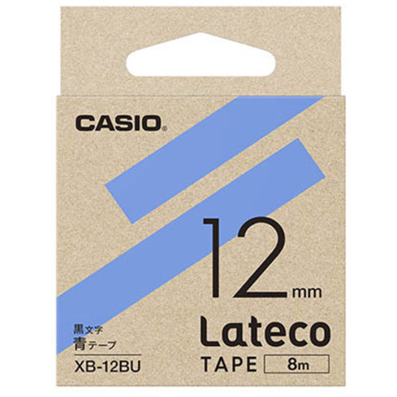 カシオ計算機 ラテコ専用テープXB?12BU青に黒文字 1個（ご注文単位1個）【直送品】