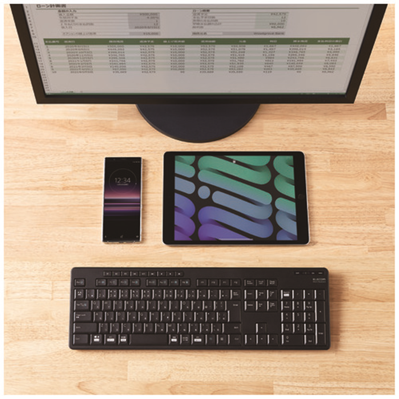 エレコム Bluetooth静音フルキーボードTK-FFBM03SKBK 1個（ご注文単位1個）【直送品】