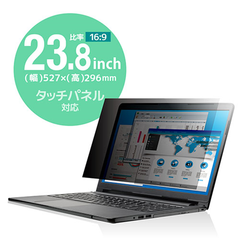 エレコム 覗き見防止フィルター 抗菌 23.8W 1個(ご注文単位1個)【直送品】