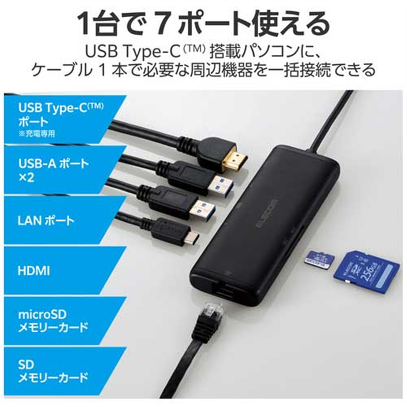 エレコム ドッキングステーション 7in1 DST-W02 1個(ご注文単位1個)【直送品】