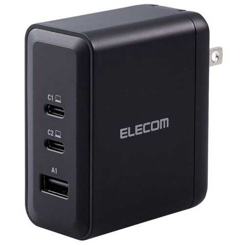 エレコム PD100W AC充電器(C×2+A×1)ACDC-PD65100BK 1個（ご注文単位1個）【直送品】