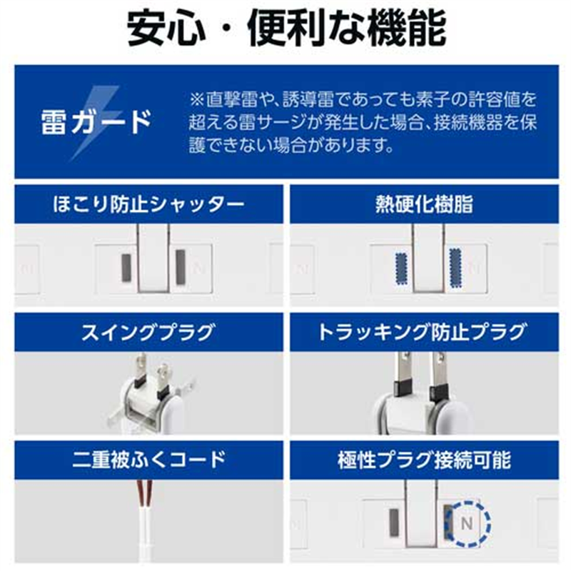 エレコム イージーリリース6個口タップ 1m 1個(ご注文単位1個)【直送品】