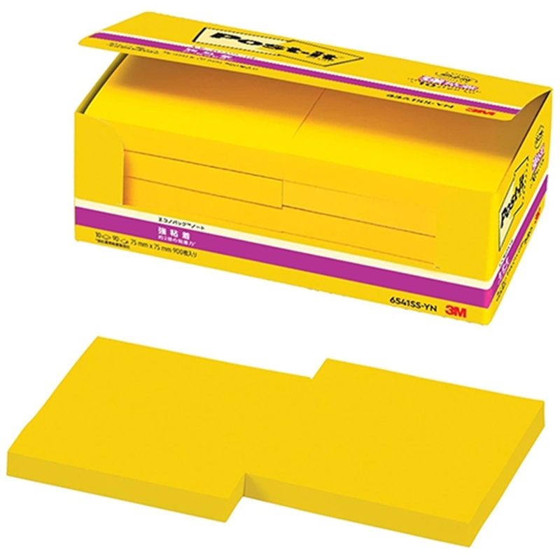 スリーエム ジャパン Post-it強粘着75×75mm 6541SS-YN イエロー 1個（ご注文単位1個）【直送品】