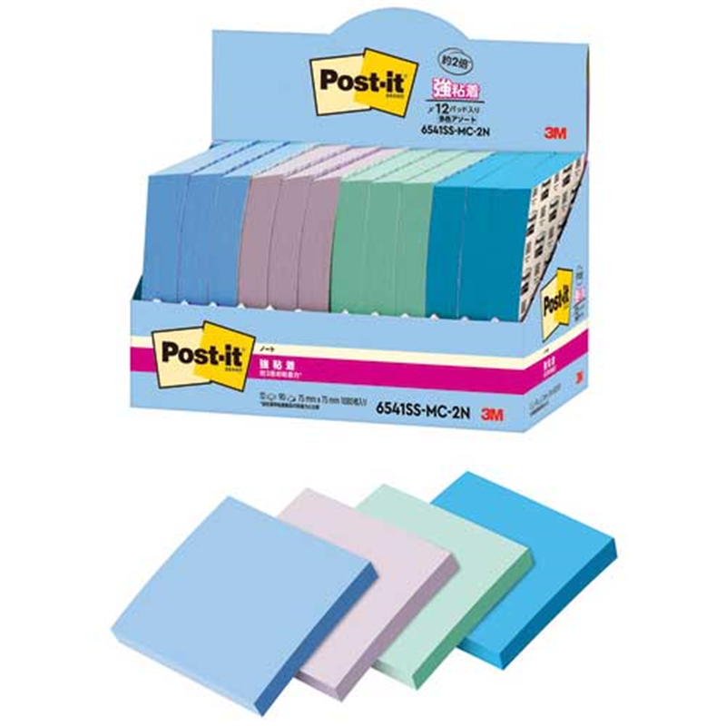 スリーエム ジャパン Post-it強粘着MC75×75mm 6541SS-MC-2N 4色 1個（ご注文単位1個）【直送品】