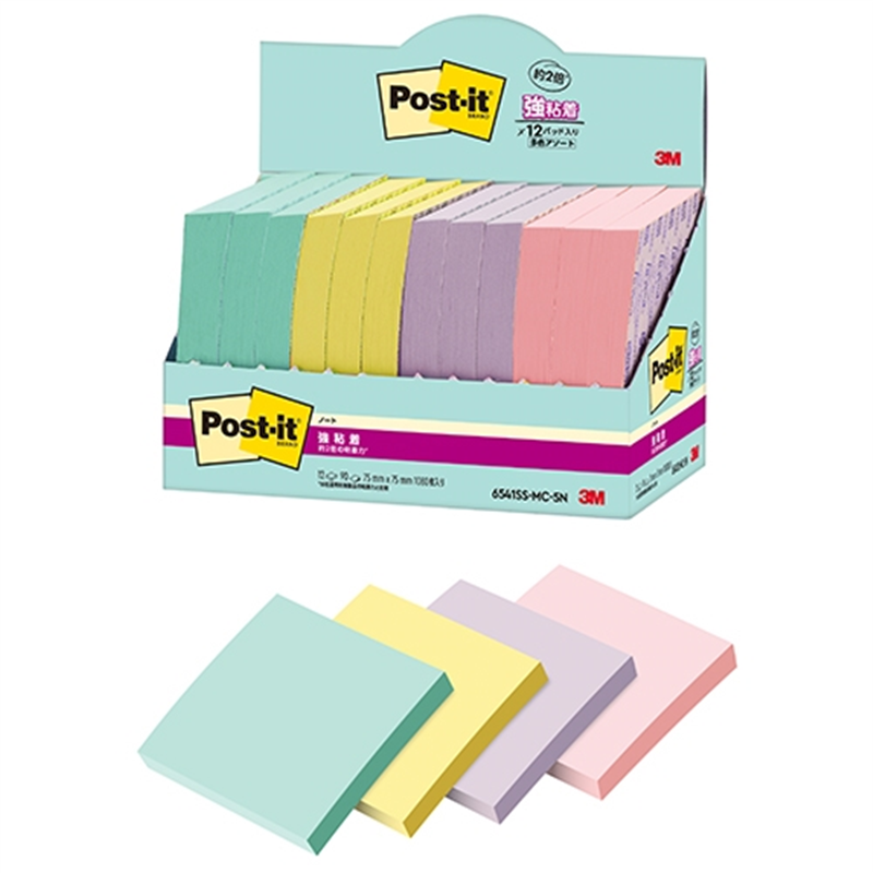 スリーエム ジャパン Post-it強粘着MC75×75mm 6541SS-MC-5N 4色 1個（ご注文単位1個）【直送品】