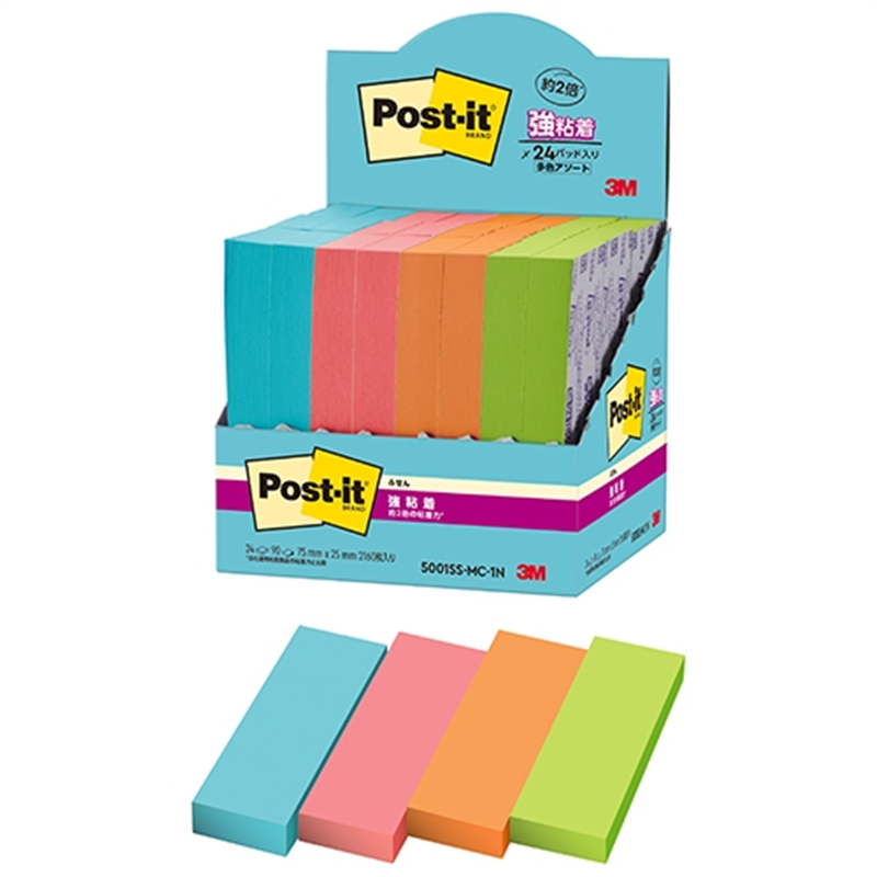 スリーエム ジャパン Post-it強粘着MC75×25mm 5001SS-MC-1N 4色 1個（ご注文単位1個）【直送品】