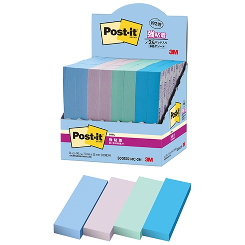 スリーエム ジャパン Post-it強粘着MC75×25mm 5001SS-MC-2N 4色 1個（ご注文単位1個）【直送品】