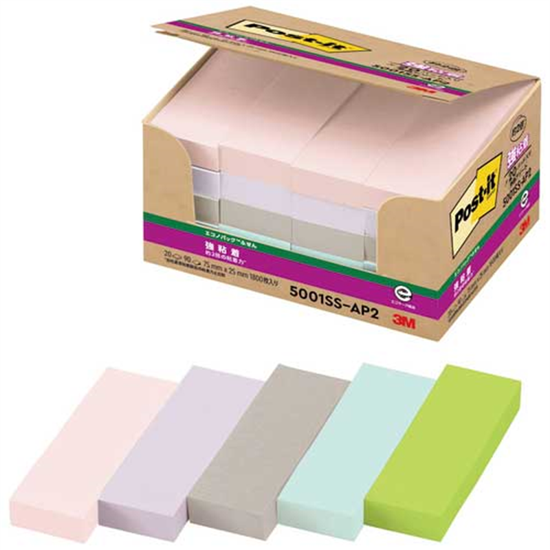 スリーエム ジャパン Post-it強粘着再生紙 75×25mm 5001SS-AP2  1個（ご注文単位1個）【直送品】