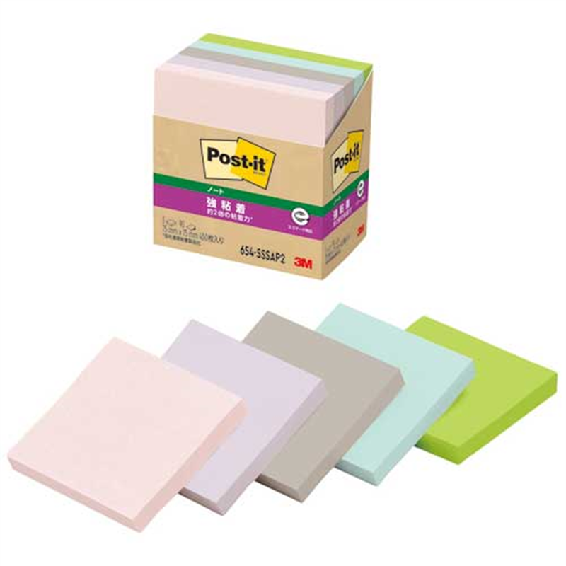 スリーエム ジャパン Post-it強粘着再生紙 75×75mm 654-5SSAP2  1個（ご注文単位1個）【直送品】