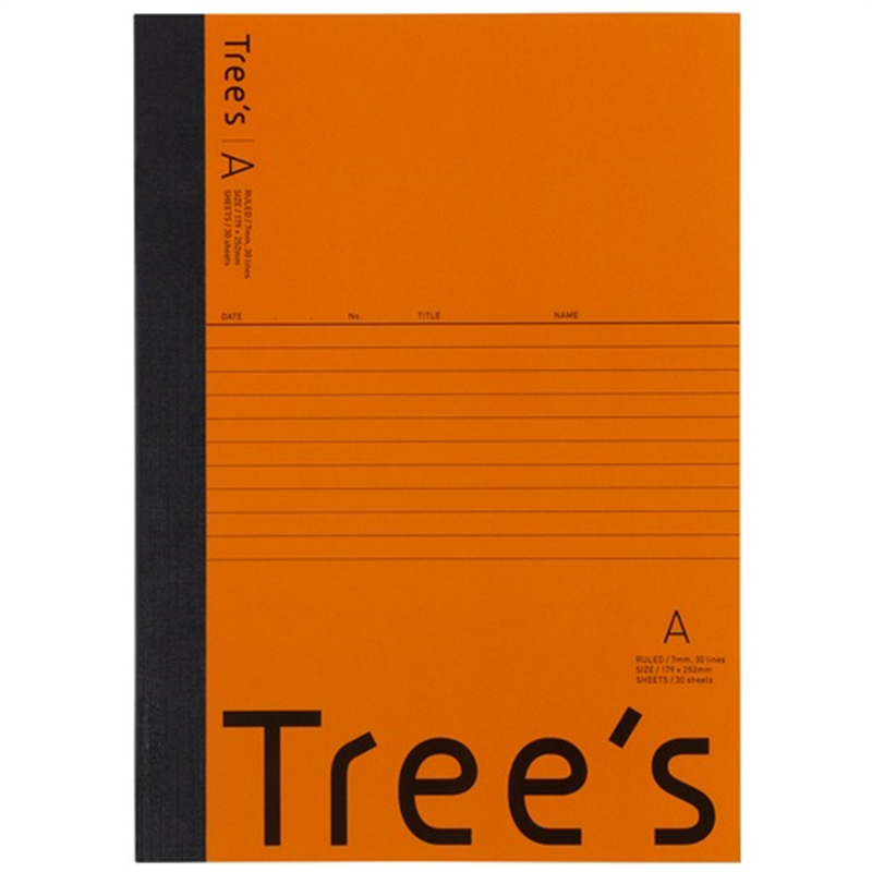 日本ノート Trees B5 A罫 30枚 オレンジ  1個（ご注文単位1個）【直送品】