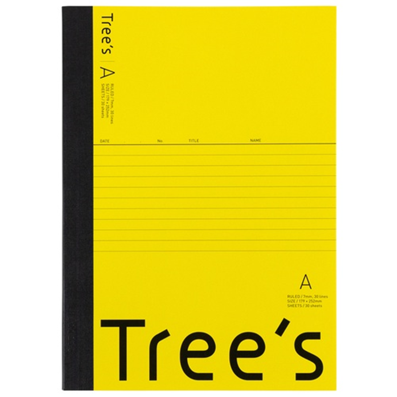 日本ノート Trees B5 A罫 30枚 イエロー  1個（ご注文単位1個）【直送品】