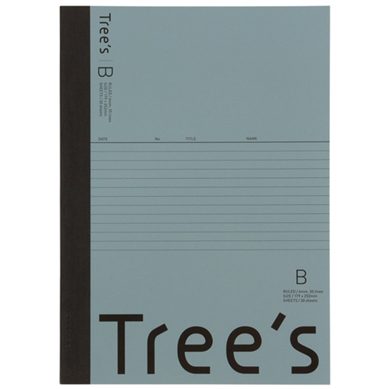 日本ノート Trees B5 B罫 30枚 ブルーグレー  1個（ご注文単位1個）【直送品】