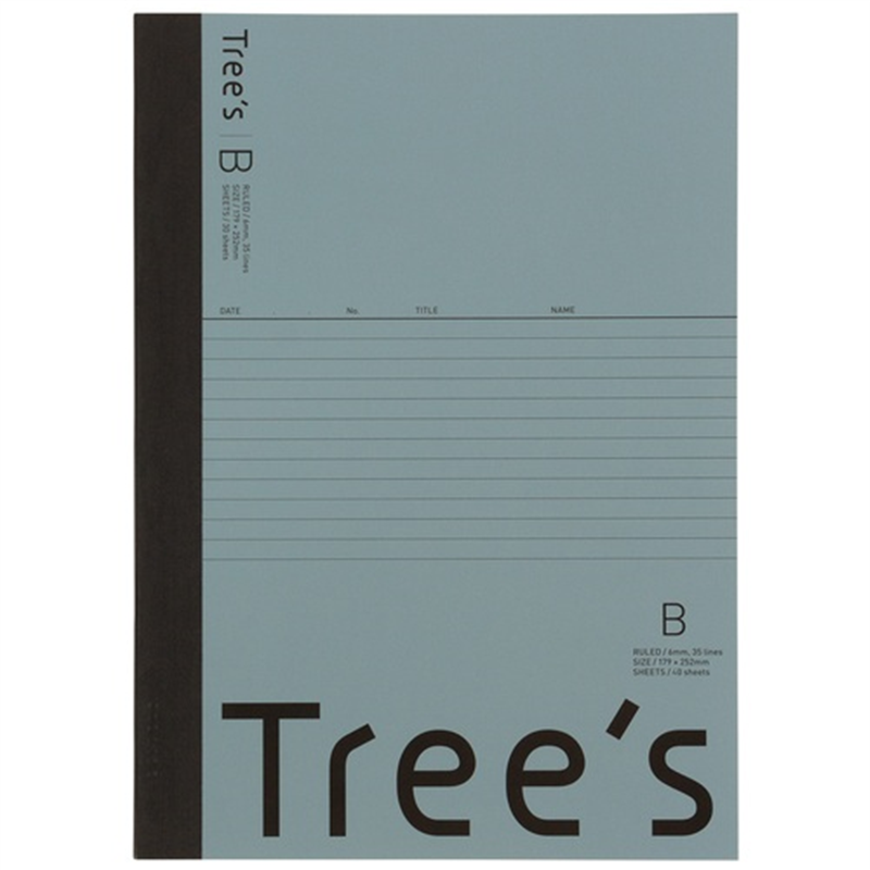 日本ノート Trees B5 B罫 40枚 ブルーグレー  1個（ご注文単位1個）【直送品】
