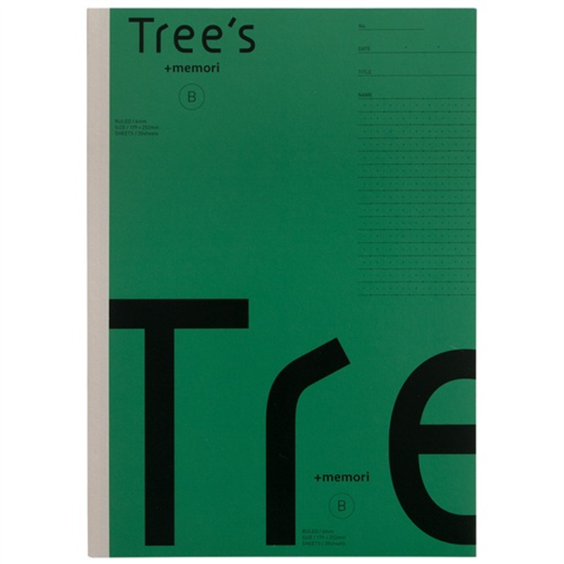日本ノート Trees B5 Pメモリ B罫 30枚 グリーン  1個（ご注文単位1個）【直送品】
