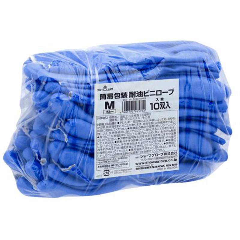 ショーワグローブ 簡易包装 耐油ビニローブ10双 M 1個(ご注文単位1個)【直送品】