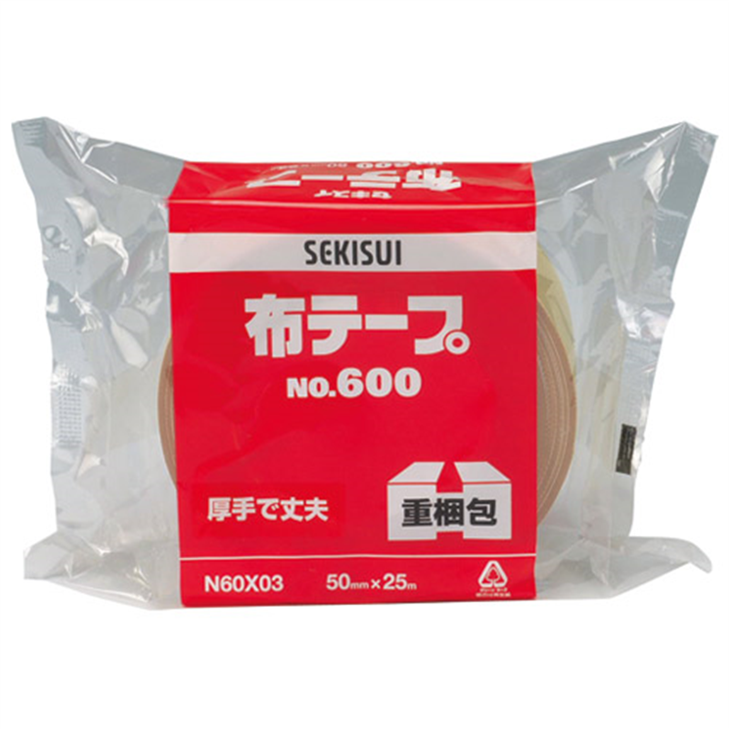 セキスイ 布テープ No.600 50mm×25m 黄土 N60X03  1個（ご注文単位1個）【直送品】