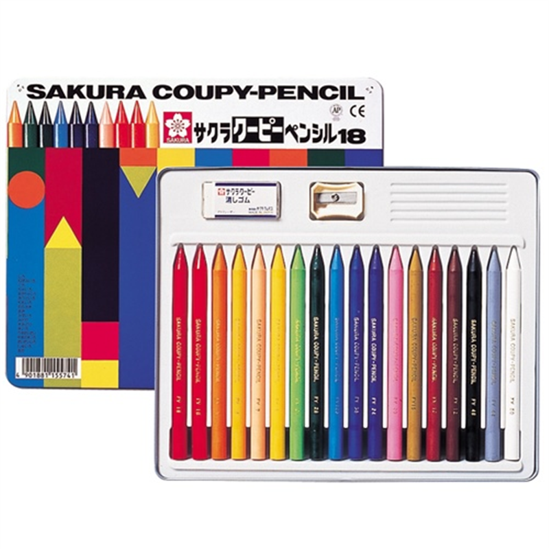 サクラクレパス クーピーペンシル FY18 18色 缶入  1個（ご注文単位1個）【直送品】