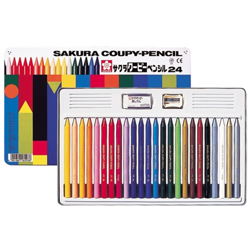 サクラクレパス クーピーペンシル FY24 24色 缶入  1個（ご注文単位1個）【直送品】