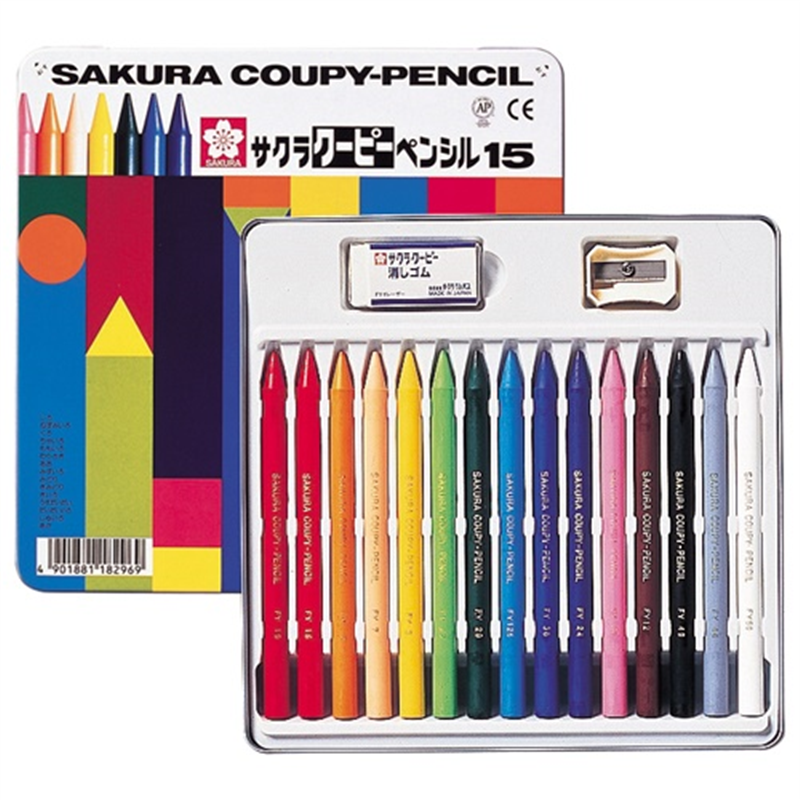 サクラクレパス クーピーペンシル FY15 15色 缶入  1個（ご注文単位1個）【直送品】
