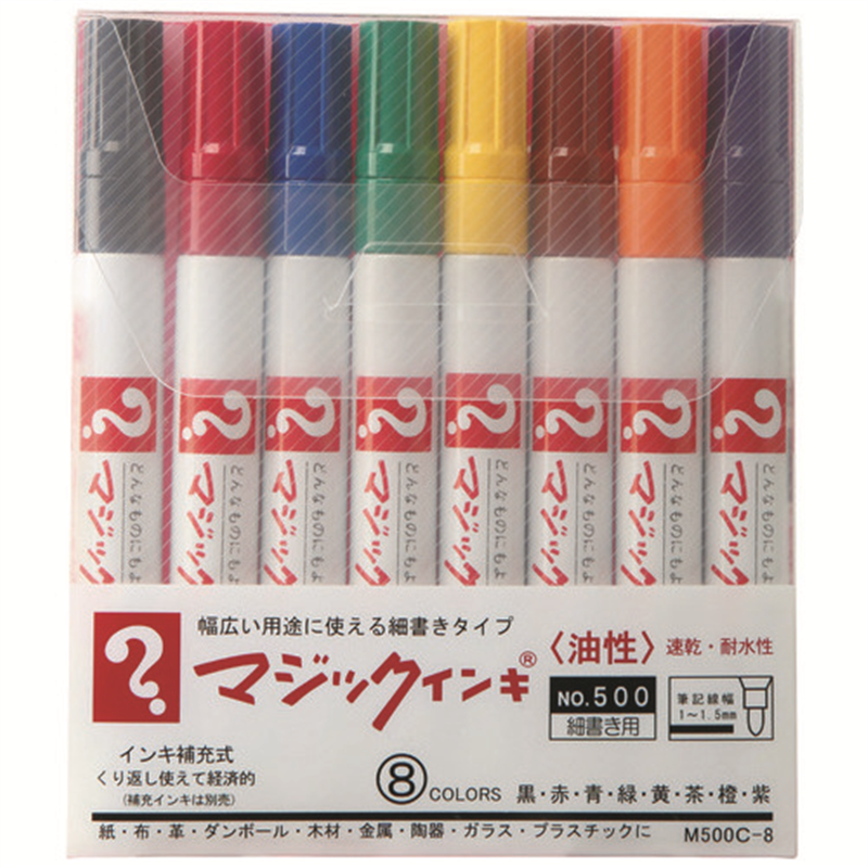 寺西化学工業 マジックインキ M500C-8 細書 8色セット 1個(ご注文単位1個)【直送品】