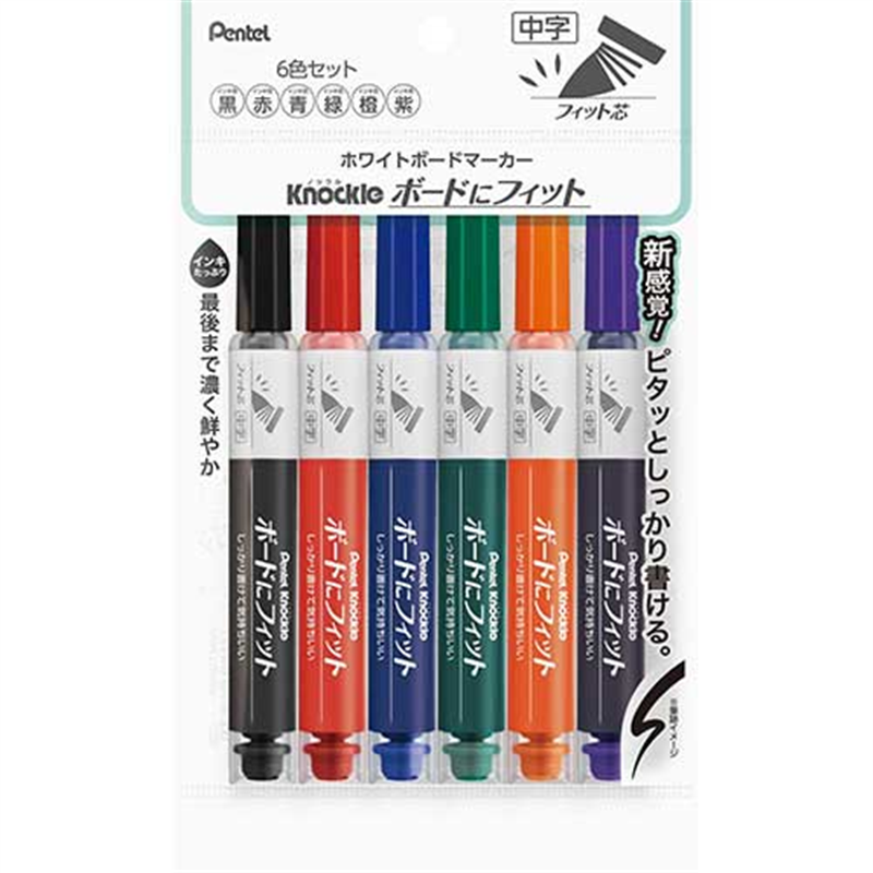 ぺんてる ボードマーカノックルEMWL5SBF6ST中字6色  1個（ご注文単位1個）【直送品】