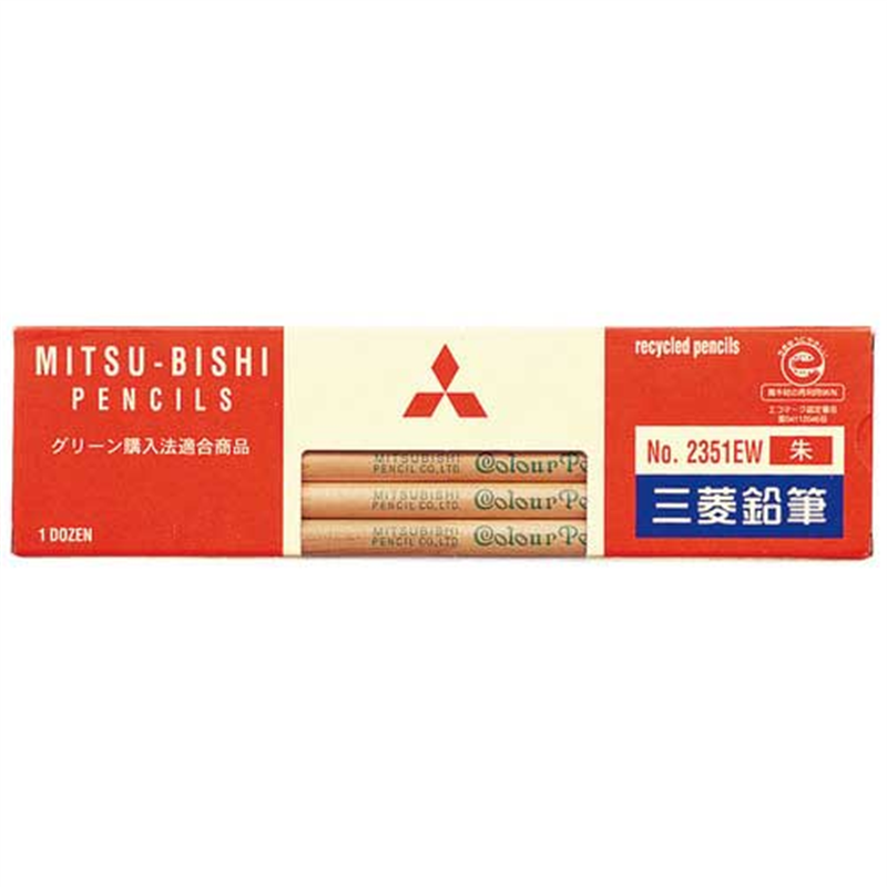 三菱鉛筆 リサイクル色鉛筆 K2351EW 朱通 12本 1個(ご注文単位1個)【直送品】
