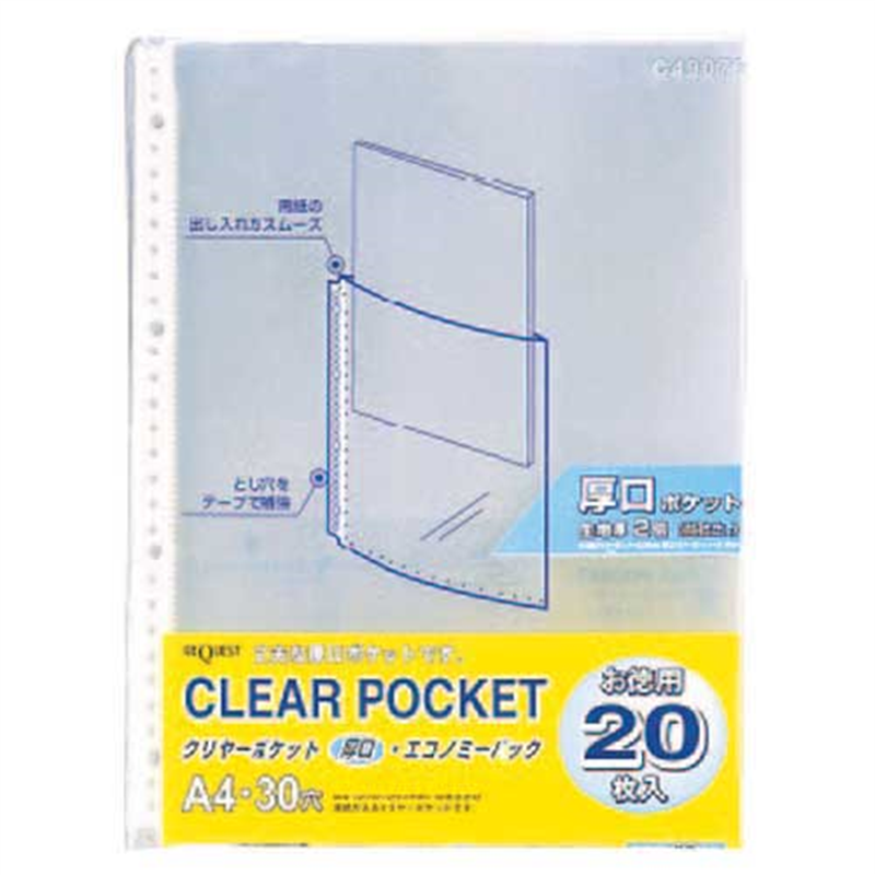 LIHITLAB クリヤーポケット G49070 A4S 30穴 20枚  1個（ご注文単位1個）【直送品】