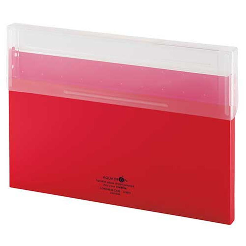 LIHITLAB コングレスケース薄型 A-5035-3 赤  1個（ご注文単位1個）【直送品】