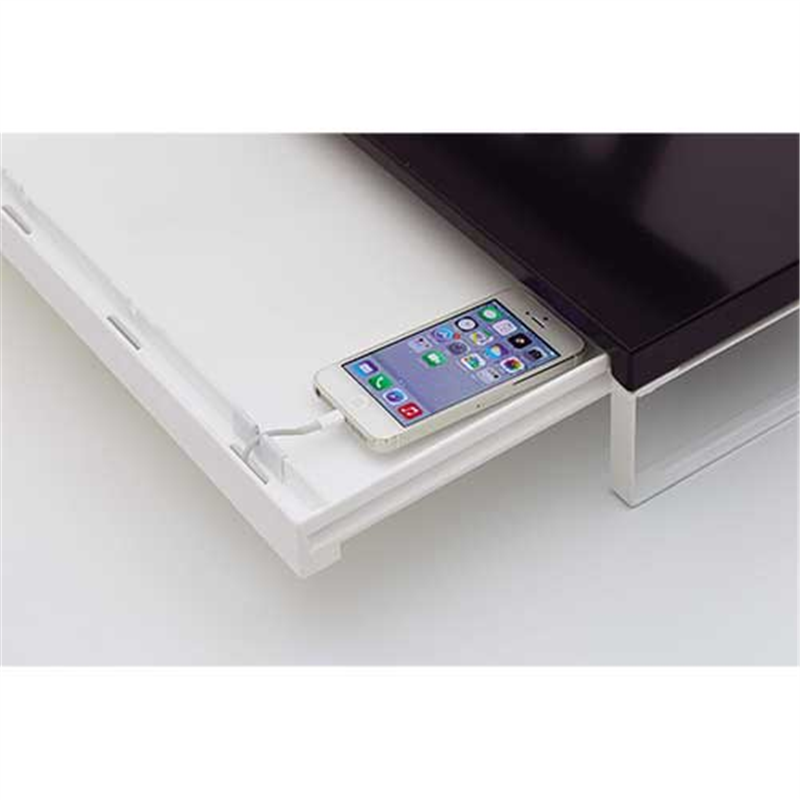 LIHITLAB 机上台590mm 引出し付 A-7338-24 黒  1個（ご注文単位1個）【直送品】